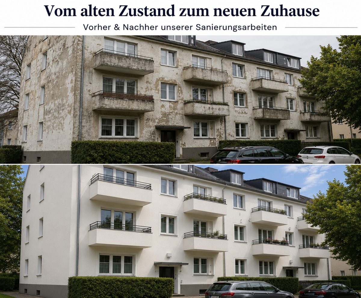 Vorher & Nachher &ndash; Mehrfamilienhaus &middot; Fassade | Sanierung H&A Bau GmbH