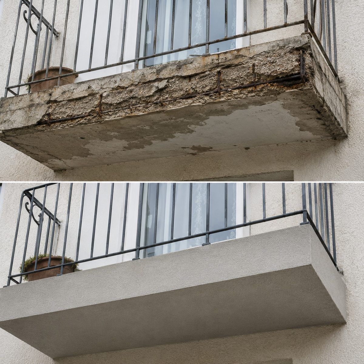 Vorher & Nachher &ndash; Balkonsanierung | Sanierung H&A Bau GmbH