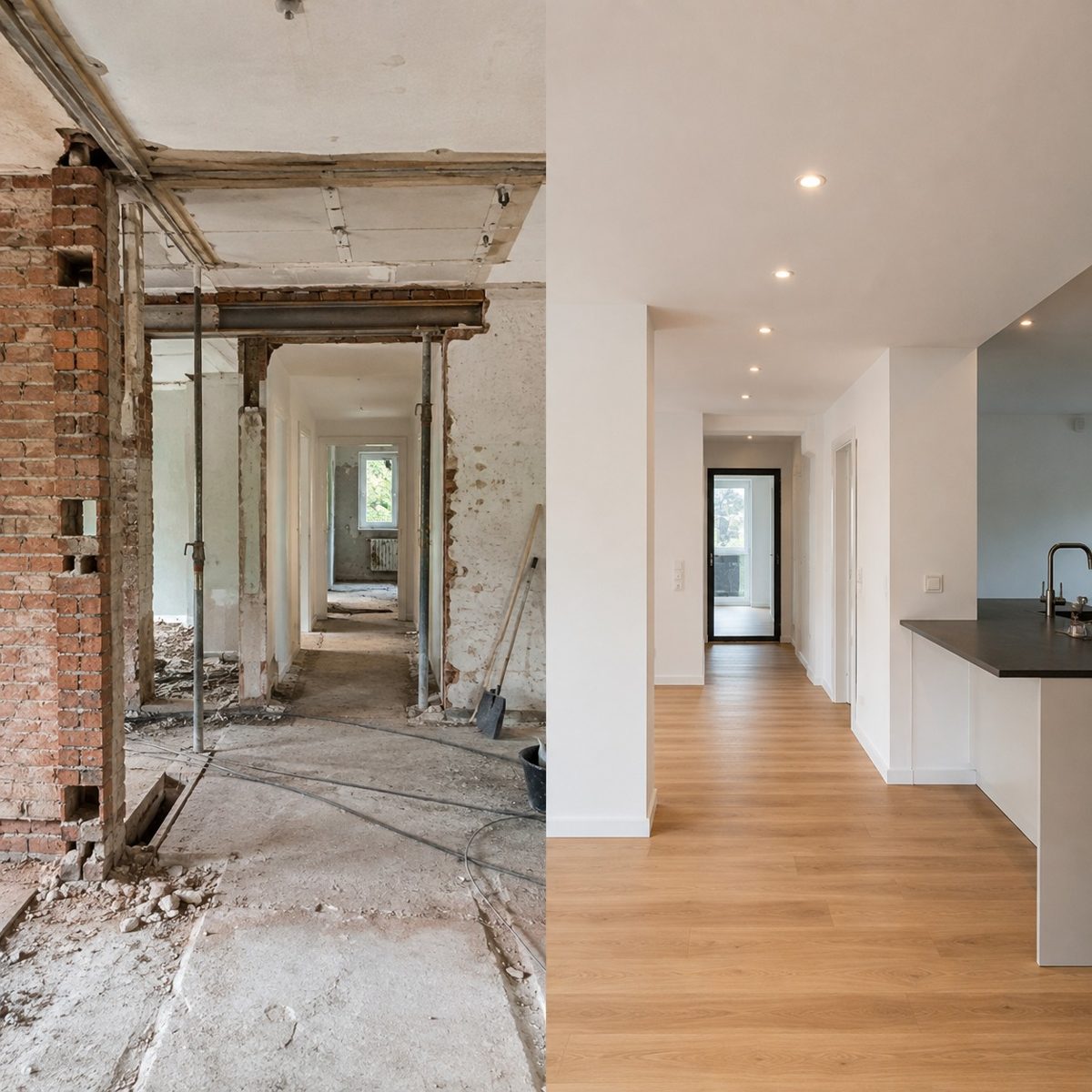 Vorher & Nachher &ndash; Kernsanierung | Sanierung H&A Bau GmbH