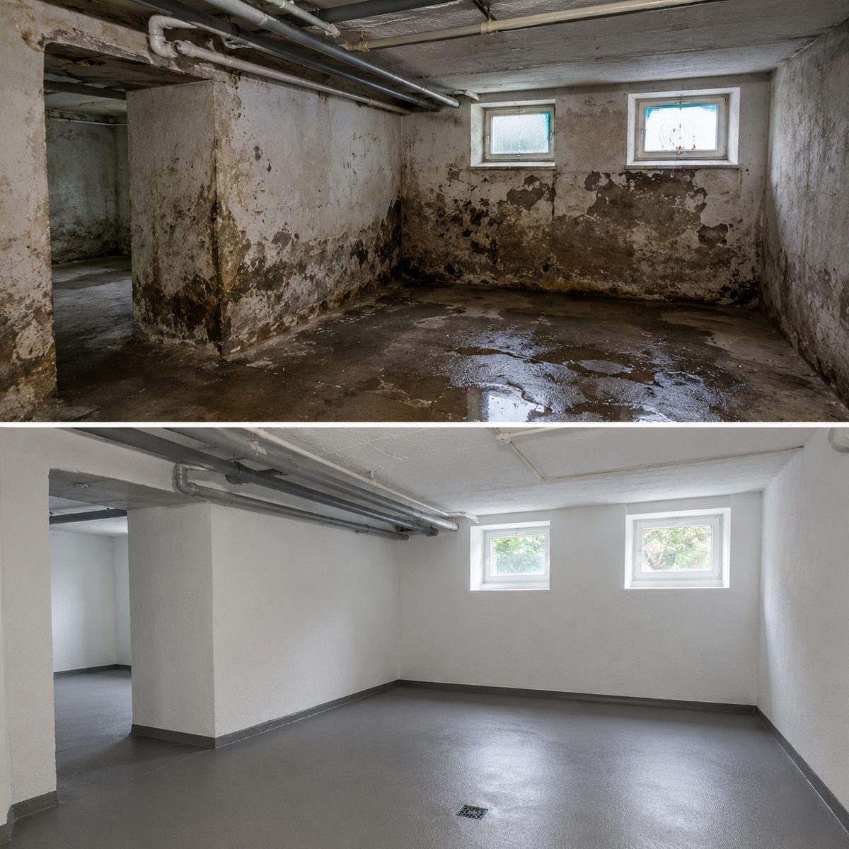 Vorher & Nachher &ndash; Kellersanierung | Sanierung H&A Bau GmbH